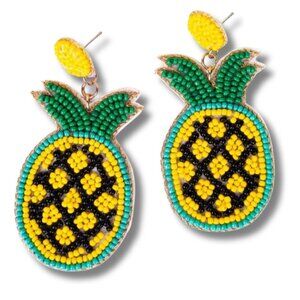 Hawaiian Pineapple Seed Bead Earrings NWT